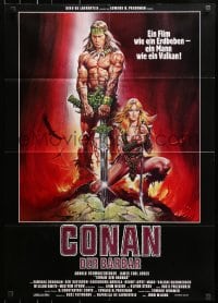 8c563 CONAN THE BARBARIAN German 1982 Casaro art of Schwarzenegger & sexy Sandahl Bergman!