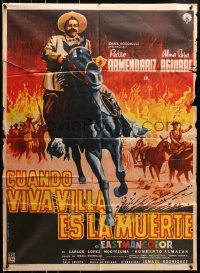 8c341 CUANDO VIVA VILLA ES LA MUERTE Mexican poster 1960 Pedro Armendariz as Pancho!