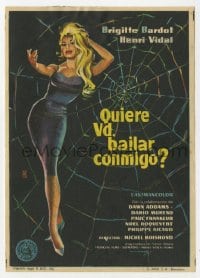 8c091 COME DANCE WITH ME Spanish herald 1961 art of sexy beckoning Brigitte Bardot by spiderweb!