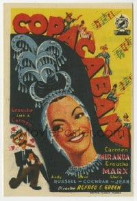 8c093 COPACABANA Spanish herald 1950 different art of wacky Groucho Marx & sexy Carmen Miranda!