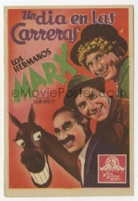 8c100 DAY AT THE RACES Spanish herald 1940 Marx Bros. Chico, Harpo & Groucho with wacky horse art!