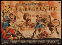 8f938 SAMSON & DELILAH British quad 1950 art of Hedy Lamarr & Victor Mature, Cecil B. DeMille