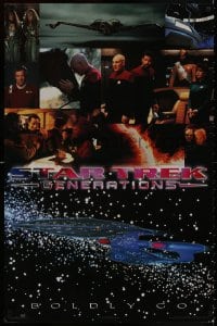 8k377 STAR TREK: GENERATIONS 23x35 commercial poster 1994 Patrick Stewart as Picard, William Shatner as Kirk!