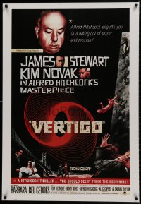 8k404 VERTIGO 26x38 commercial poster 1990s Alfred Hitchcock classic, James Stewart, Novak!