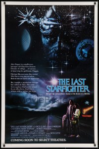 8k762 LAST STARFIGHTER advance 1sh 1984 Catherine Mary Stewart & Lance Guest as video game pilot!