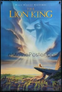 8k769 LION KING DS 1sh 1994 Disney Africa, John Alvin art of Simba on Pride Rock with Mufasa in sky