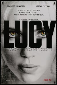 8k774 LUCY teaser DS 1sh 2014 July style, cool image of Scarlett Johansson in the title role!