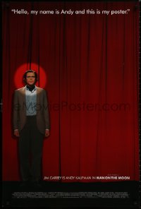 8k780 MAN ON THE MOON 1sh 1999 Milos Forman, great image of Jim Carrey as Andy Kaufman on stage