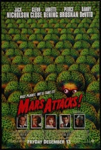 8k785 MARS ATTACKS! int'l advance DS 1sh 1996 directed by Tim Burton, great image of many aliens!