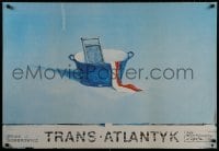 8k454 TRANS ATLANTYK stage play Polish 26x38 1988 wash basin in a blue field by Boleslaw Polnar!