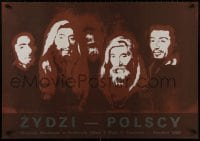 8k462 ZYDZI-POLSCY museum Polish 27x39 1989 really cool artwork of men and brown background!