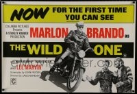 8k429 WILD ONE 27x40 English REPRO poster 1980s Marlon Brando on motorcycle, different!