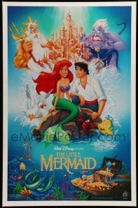 8k255 LITTLE MERMAID 18x27 special 1989 Morrison art of cast, Disney underwater cartoon!