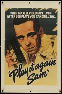 8k153 MAXELL: PLAY IT AGAIN SAM 26x40 advertising poster 1983 Humphrey Bogart w/VHS tape!