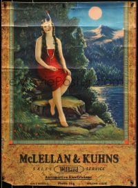 8k154 MCLELLAN & KUHNS 20x28 advertising poster 1960s cool art of Native American, Princess Fawn!