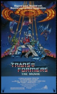 8k273 TRANSFORMERS THE MOVIE 22x37 special poster 1986 animated robot action cartoon, sci-fi art!