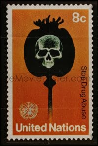 8k274 UNITED NATIONS 22x33 special poster 1973 cool image of the Stop Drug Abuse postage stamp!