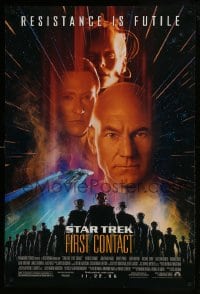 8k922 STAR TREK: FIRST CONTACT advance DS 1sh 1996 Jonathan Frakes, Stewart, Spiner, sexy Borg Krige!