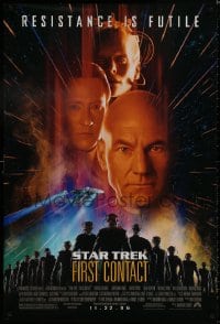 8k921 STAR TREK: FIRST CONTACT advance 1sh 1996 Jonathan Frakes, Stewart, Spiner, sexy Borg Krige!