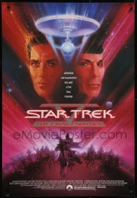 8k919 STAR TREK V 1sh 1989 The Final Frontier, art of William Shatner & Leonard Nimoy by Bob Peak!