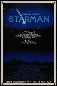 8k926 STARMAN advance 1sh 1984 John Carpenter, alien Jeff Bridges & Karen Allen, company's coming!