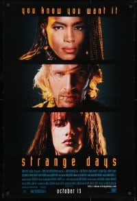 8k927 STRANGE DAYS advance DS 1sh 1995 close-up of cast, you know you want it!