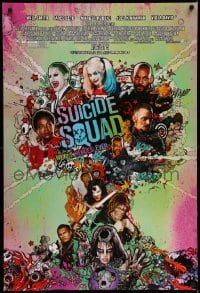 8k932 SUICIDE SQUAD advance DS 1sh 2016 Smith, Leto as the Joker, Robbie, Kinnaman, cool art!