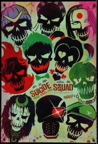 8k933 SUICIDE SQUAD teaser DS 1sh 2016 Smith, Leto as the Joker, Robbie, Kinnaman, cool art!