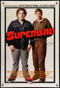 8k936 SUPERBAD advance DS 1sh 2007 Jonah Hill, Michael Cera, Christopher Mintz-Plasse & Seth Rogan!