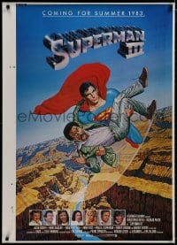 8k937 SUPERMAN III printer's test advance 1sh 1983 Reeve flying with Richard Pryor by L. Salk!