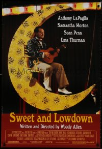 8k939 SWEET & LOWDOWN DS 1sh 1999 directed by Woody Allen, Sean Penn playing guitar!