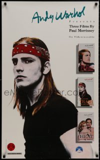 8k214 THREE FILMS BY PAUL MORRISSEY 23x37 video poster 1988 cool images of Joe Dallesandro!