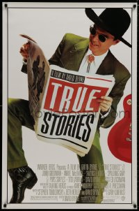 8k960 TRUE STORIES style B 1sh 1986 giant image of star & director David Byrne reading newspaper!