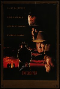 8k968 UNFORGIVEN DS 1sh 1992 gunslinger Clint Eastwood, Gene Hackman, Morgan Freeman, Harris!