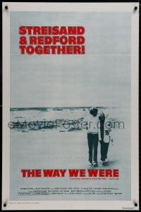 8k983 WAY WE WERE int'l 1sh 1973 Barbra Streisand & Robert Redford walk on the beach!