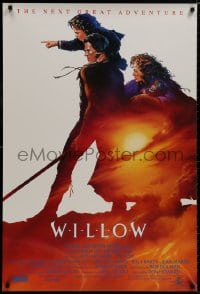 8k989 WILLOW int'l 1sh 1988 Ron Howard, John Alvin art of Val Kilmer, Warwick Davis & Whalley!