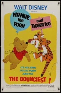 8k990 WINNIE THE POOH & TIGGER TOO 1sh 1974 Walt Disney, characters created by A.A. Milne!