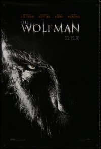 8k993 WOLFMAN teaser DS 1sh 2010 cool image of Benicio Del Toro as monster in title role!