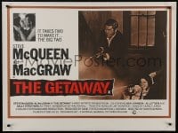 8m093 GETAWAY linen British quad 1972 Steve McQueen & Ali McGraw in gunfight, Sam Peckinpah classic!