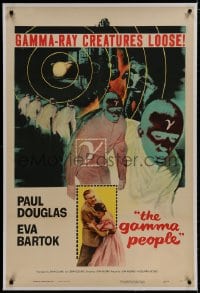 8m320 GAMMA PEOPLE linen 1sh 1956 G-gun paralyzes nation, great image of hypnotized Gamma people!