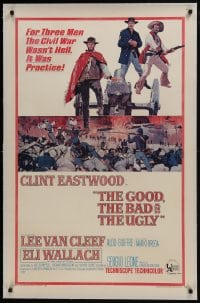 8m327 GOOD, THE BAD & THE UGLY linen 1sh 1968 Clint Eastwood, Lee Van Cleef, Wallach, Leone classic!