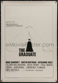 8m328 GRADUATE linen style B pre-Awards 1sh 1968 classic art of Dustin Hoffman & sexy leg!