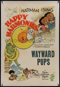 8m336 HAPPY HARMONIES linen 1sh 1936 cartoon art of tuba playing frog, Bosko the black boy & others!