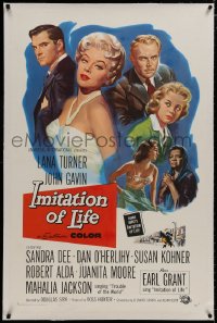 8m349 IMITATION OF LIFE linen 1sh R1961 Lana Turner, written by Fannie Hurst, Brown art, rare!