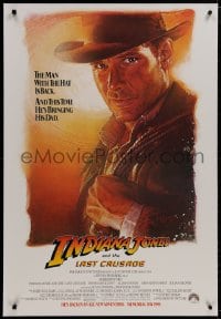 8m350 INDIANA JONES & THE LAST CRUSADE linen white advance 1sh 1989 Struzan art of Harrison Ford!