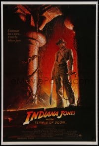 8m351 INDIANA JONES & THE TEMPLE OF DOOM linen 1sh 1984 great art of Harrison Ford by Bruce Wolfe!