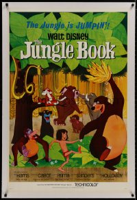 8m358 JUNGLE BOOK linen 1sh 1967 Walt Disney cartoon classic, great image of Mowgli & friends!