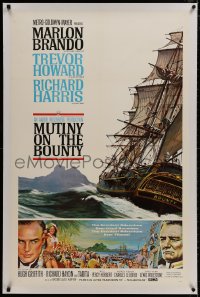 8m399 MUTINY ON THE BOUNTY linen style B 1sh 1962 Marlon Brando, art by Smith & Henninger!