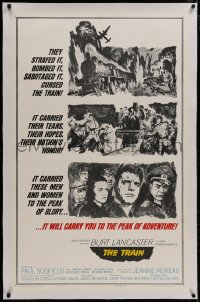 8m477 TRAIN linen 1sh 1965 Lancaster & Paul Scofield in WWII, Frankenheimer, Sandy Kossin art!