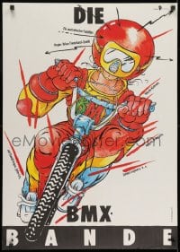 8t733 BMX BANDITS East German 23x32 1988 bicycle moto cross action art by D. Heidenreich!